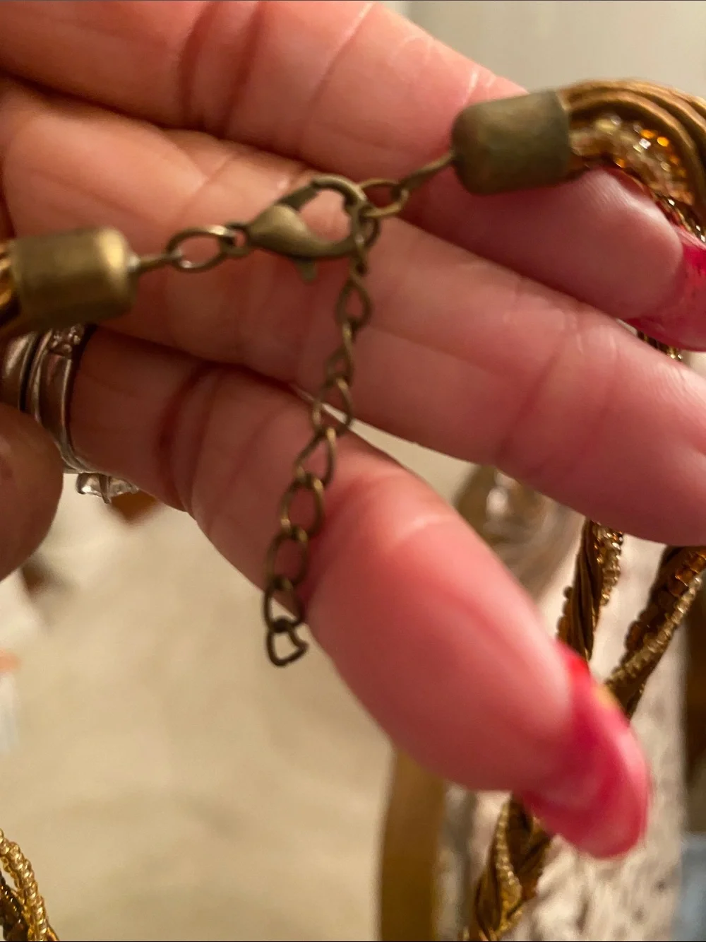 Vintage Gold-Tone Braided Pendant Necklace with Crescent Medallion